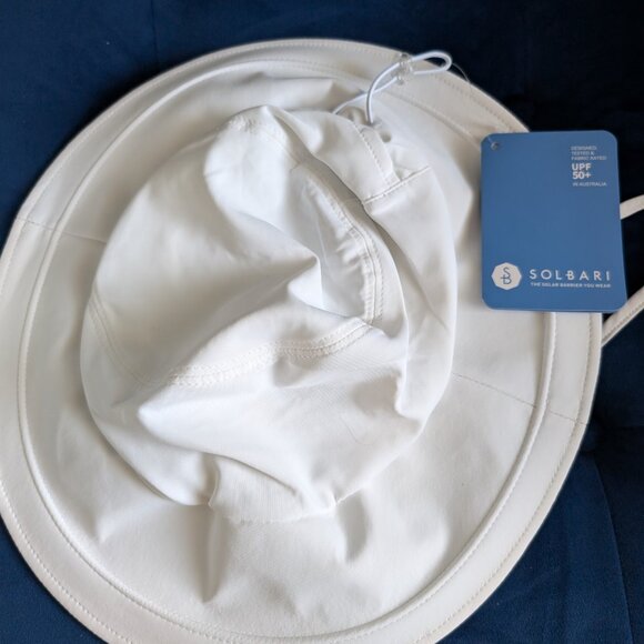 NWT White Solbari Wide Brim  Swim Sun Hat UPF 50+ Packable- ONE SIZE - Picture 4 of 6